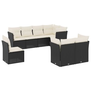 vidaXL Salon de jardin 8 Pièces avec coussins noir résine tressée