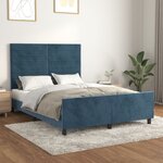 vidaXL Cadre de lit avec tête de lit Bleu foncé 140x190 cm Velours