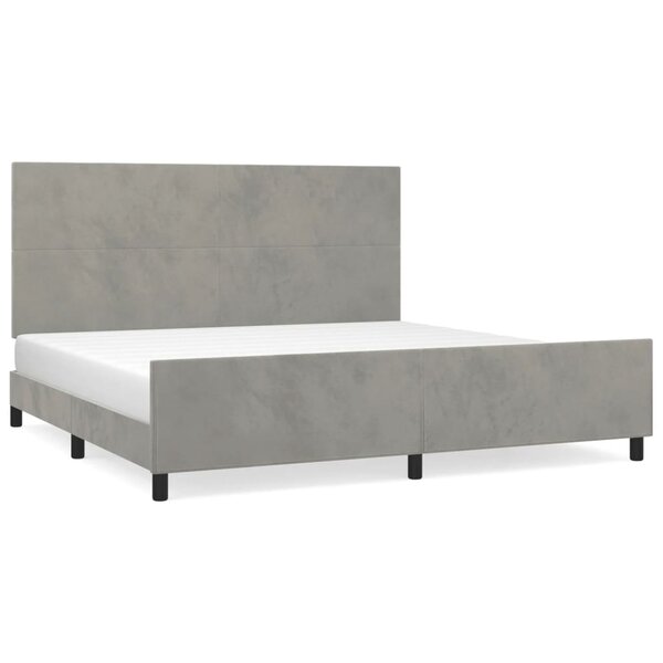 vidaXL Cadre de lit avec tête de lit Gris clair 200x200 cm Velours