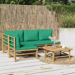 vidaXL Salon de jardin 5 Pièces avec coussins vert bambou