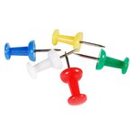 Boîte De 200 Épingles Push Pins - Hauteur De Pointe 7mm - 10mm De Diamètre - Couleurs Assorties - Exacompta