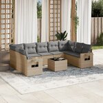 vidaXL Salon de jardin avec coussins 10 Pièces beige résine tressée
