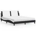 vidaXL Lit avec matelas noir et blanc 160x200 cm similicuir