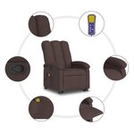vidaXL Fauteuil inclinable de massage Marron foncé Tissu