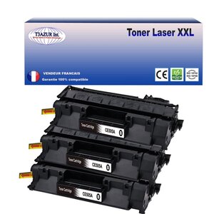 T3AZUR - Lot de 3 Toners compatibles avec Canon 719A pour Canon LBP-251dw  LBP-252dw  LBP-253x Noir - 2 300p