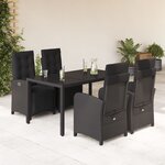 vidaXL Ensemble à manger de jardin coussins 5Pièces Noir Résine tressée