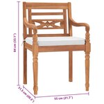 vidaXL Chaises Batavia lot de 2 avec coussins Bois de teck solide
