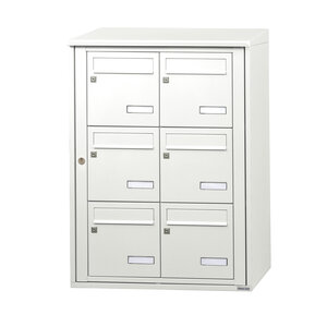 Bloc collectif leabox.com 2x3 grade 3 simple face Extérieur fixation murale Blanc pur RAL 9010 finition brillante