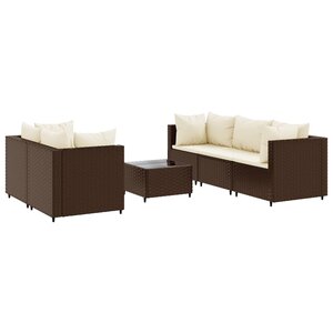 vidaXL Salon de jardin 6 Pièces avec coussins Marron Résine tressée