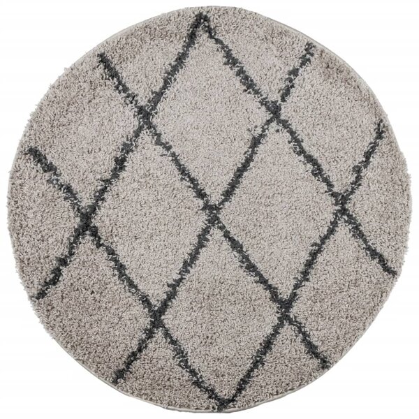 vidaXL Tapis shaggy à poils longs moderne beige et anthracite Ø 240 cm