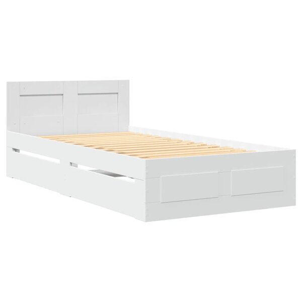 vidaXL Cadre de lit avec tête de lit blanc 75x190 cm bois d'ingénierie