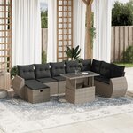 vidaXL Salon de jardin 9 Pièces avec coussins gris clair résine tressée