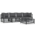 vidaXL Salon de jardin avec coussins 5 Pièces anthracite acier
