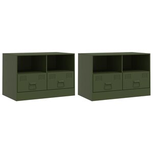 vidaXL Meubles TV 2 Pièces vert olive 67x39x44 cm acier