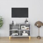 vidaXL Meuble TV avec pieds en bois massif Sonoma gris 69 5x30x50 cm