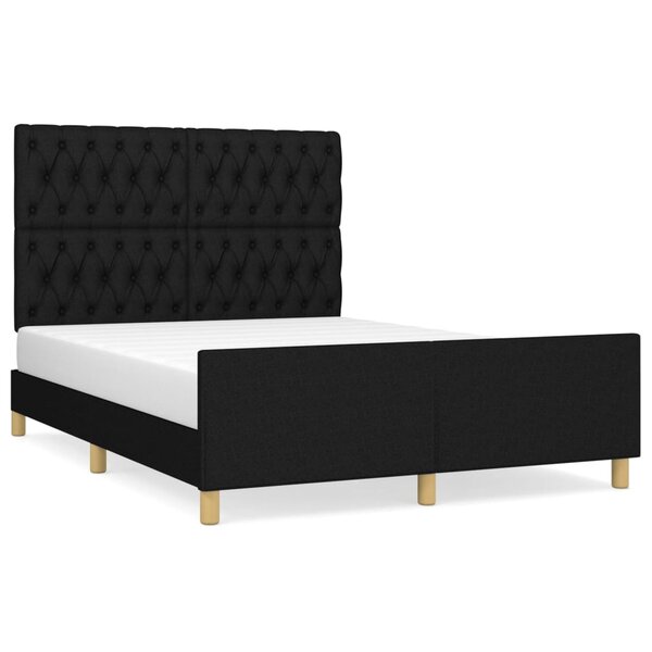 vidaXL Cadre de lit avec tête de lit Noir 140x200 cm Tissu