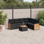 vidaXL Salon de jardin 7 Pièces avec coussins noir résine tressée