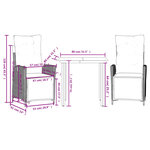 vidaXL Ensemble à manger de jardin 3Pièces coussins gris clair poly rotin