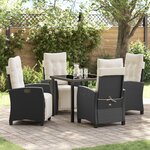 vidaXL Set de salle à manger de jardin 5 pièces Rattan poly noir
