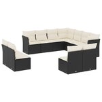 vidaXL Salon de jardin 11 Pièces avec coussins noir résine tressée