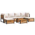 vidaXL Salon de jardin avec coussins 7 Pièces bois massif d'acacia