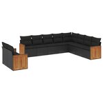 vidaXL Salon de jardin 10 Pièces avec coussins noir résine tressée