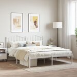 vidaXL Cadre de lit métal avec tête de lit blanc 180x200 cm