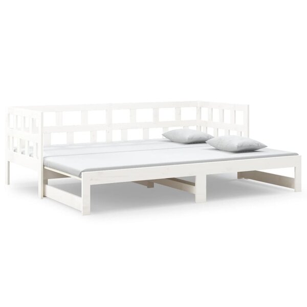 vidaXL Lit coulissant blanc bois de pin massif 2x(90x200) cm