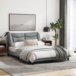 vidaXL Cadre de lit avec lumières LED gris clair 140x200 cm tissu