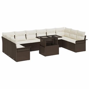vidaXL Ensemble de canapé de jardin 11 Pièces Marron Poly rotin