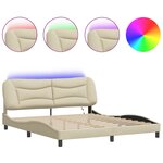 vidaXL Cadre de lit avec lumières LED crème 180x200 cm tissu
