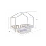 Lit cabane enfant  90x200  avec tiroirs bois Gris