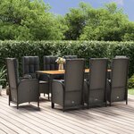vidaXL Mobilier à dîner de jardin 9Pièces et coussins noir résine tressée