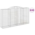 vidaXL Paniers à gabions arqués 20 Pièces 300x50x160/180 cm fer galvanisé