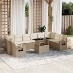 vidaXL Salon de jardin 11 Pièces avec coussins beige résine tressée