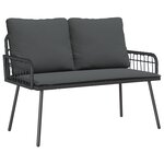vidaXL Ensemble de salle à manger jardin avec coussins en poly rattan noir
