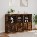 vidaXL Buffet avec lumières LED chêne fumé 162x37x100 cm
