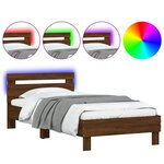 vidaXL Cadre de lit tête de lit et lumières LED chêne marron 100x200cm