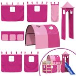 vidaXL Lit mezzanine enfants avec tour rose 80x200cm bois pin massif