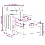 vidaXL Fauteuil avec repose-pied Gris foncé 60 cm Velours