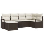 Ensemble de canapé de jardin vidaXL 6 pièces avec coussins Marron Rotin poly