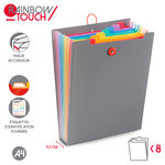Trieur accordéon 8 positions spécial sac à dos - Format A4 - RAINBOW TOUCH