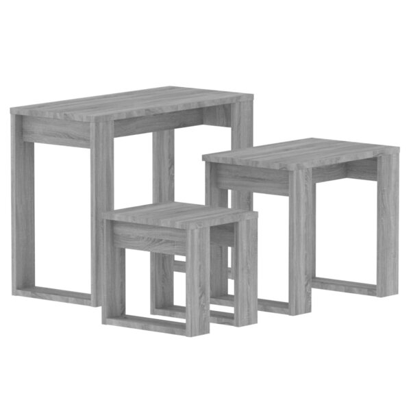 vidaXL Tables gigognes 3 Pièces Sonoma gris Bois d'ingénierie