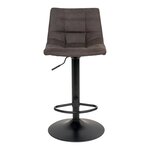 2 chaises de bar en microfibre gris foncé avec pieds noirs