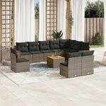 vidaXL Salon de jardin 11 Pièces avec coussins gris résine tressée