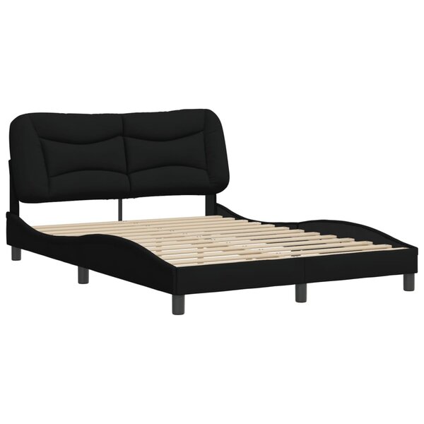 vidaXL Cadre de lit avec tête de lit Noir 120x200 cm Tissu