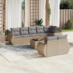 vidaXL Salon de jardin avec coussins 9 Pièces beige résine tressée