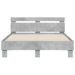 vidaXL Cadre de lit avec tête de lit et LED gris béton 135x190 cm