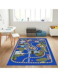 Tapis enfant Circuit de voiture 80 x 150 cm - Bleu