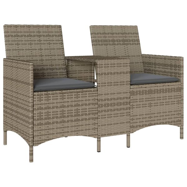 vidaXL Canapé de jardin 2 places avec table et coussins résine tressée